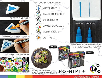 Acrylic Markers, Paint Pens Assorted Vibrant Markers for Rock Painting, Canvas, Glass, Mugs, Wood, Ceramic, Fabric, Metal, Scrapbooking. Non Toxic, Quick Dry, Multi-Surface, Lightfast (MEDIUM)