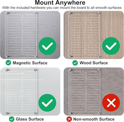 Acrylic Magnetic Dry Erase Board for Fridge, 12"X8" Clear Magnetic to Do List White Board, Acrylic Dry Erase to Do List for Refrigerator, Magnet Whiteboard with 5 Markers