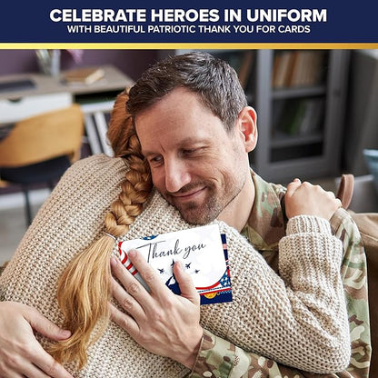 Decorably 120 Pack 6x4in Veterans Day Cards Bulk with Envelopes and Stickers, 12 Designs Military Thank You for Your Service Cards, Patriotic Thank You Cards Blank Inside