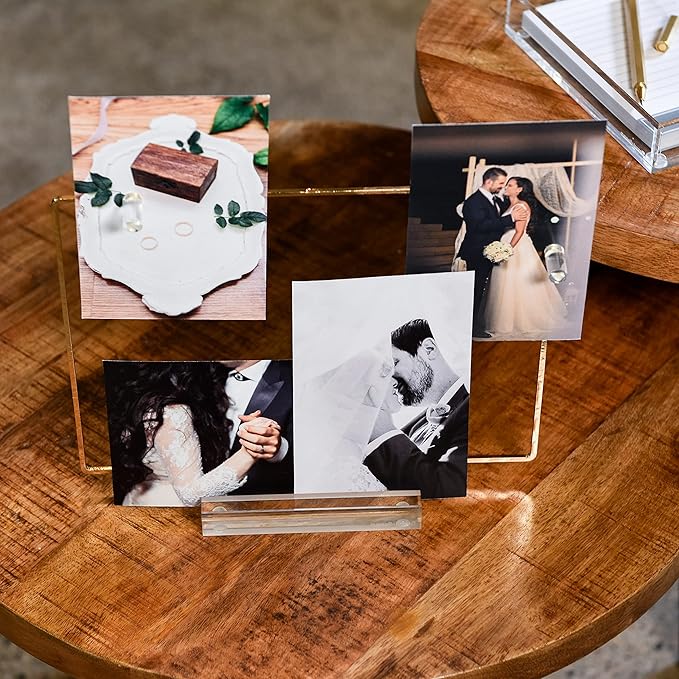 russell+hazel Memo Display with Empty Metal Frame, Clear with Gold-Toned Hardware, 10-11/16” x 4” x 8-7/16” (44625)