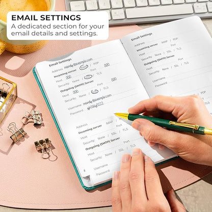 Clever Fox Password Book with Alphabetical tabs. Internet Address Organizer Logbook. Medium Password Keeper for Website Logins (Aquamarine)