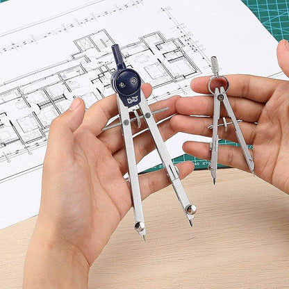 Mr. Pen- Professional Geometry Set Metal Compass, 7 pcs, Geometry Precision Tool Set with Shatterproof Storage Box, Drafting Tools & Drafting Kits, Circle Drawing Tools for Engineers Students