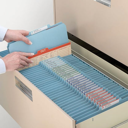 Smead Pressboard Classification File Folder with SafeSHIELD Fasteners, 1 Divider, 2" Expansion, Legal Size, Blue, 10 per Box (18730)