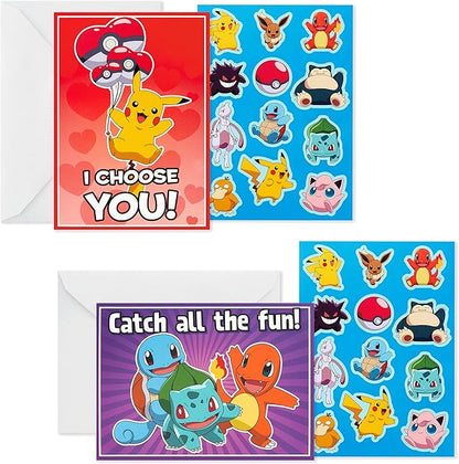 Hallmark Pokémon Valentines Day Cards and Stickers for Kids School (24 Classroom Valentines with Envelopes)