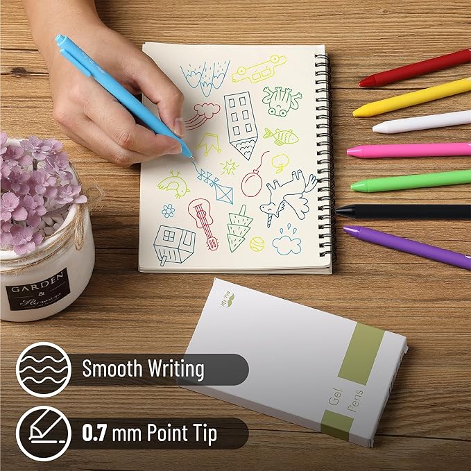 Mr. Pen- Retractable Gel Pens, 8 Pack, Color Ink Gel Pens Fine Point, Vivid Colors, 0.7mm Gel Pens Fine Point, Retractable Pens, Cute Pens, Aesthetic Pens for Journaling Fine Tip Pens