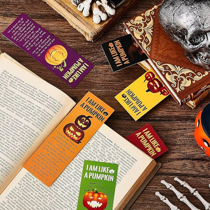 Gueevin 120 Pieces Halloween Bookmarks Pumpkin Bible Verses Bookmarks Christian Bookmarks Religious Book Markers for Women Girl Book Lovers Church Baptism Christian Halloween Gifts