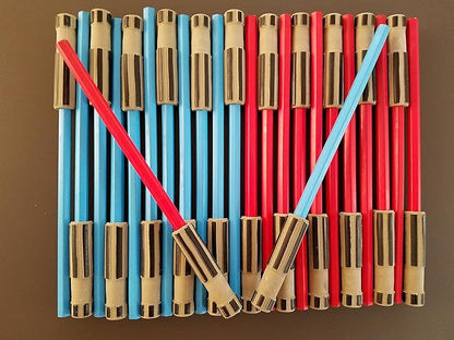 Light Saber Pencils Party Favors, Set for Kids 24 pack of Red and Blue Pencils with 3D Top Gifts Supplies for Star Wars Fan Boys Girls Teen Tween Adult - birthday party favors star wars Pencils