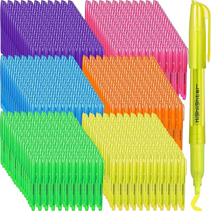 Thenshop 600 Pcs Highlighter Bulk Pack Assorted Colors Highlighter Markers Chisel Tip Fluorescent Pens for Office Classroom Back to School Supplies