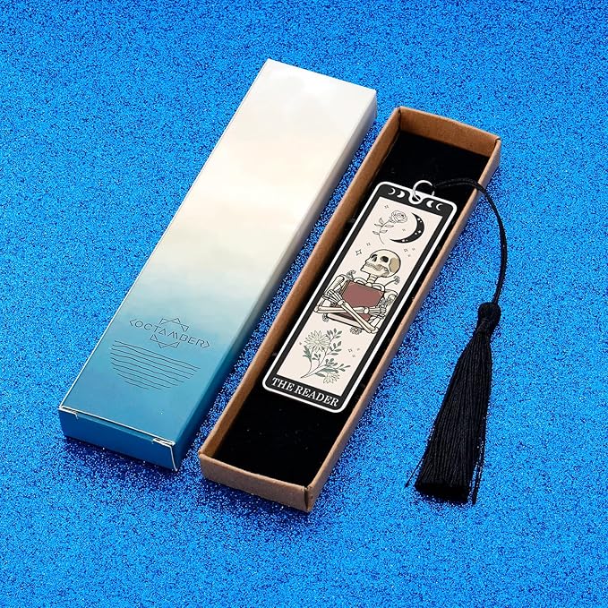 Octamber Book Lover Gifts for Women Christmas Bookmarks Funny Bookmarks for Women Men Tarot Bookmark Skeleton Tarot Cards Bookmark Horror Gifts Birthday Gifts Stocking Stuffers for Women Men Teens