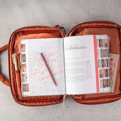 DiverseBee Large Bible Cover with Handles, Bible Carrying Case for Women, Bible Tote Bag, Book Cover, Bible Accessories Gift (Terracotta)