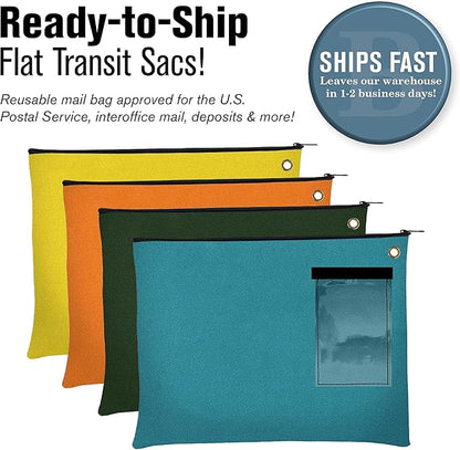 BankSupplies Canvas Interoffice Mailer, 14 oz. - 14W x 11H - Red - Transit Bag - Large Zipper Bag with Grommet - Use with Padlock or Zip Tie for Security - Interoffice Mail Bag