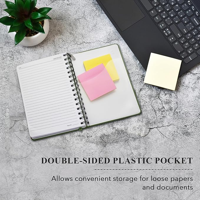 Lined Spiral Notebook Journal For Women & Men - A5(5.8" x 8.3") 170 Pages, Hardcover Journals for Writing & Note Taking, College Ruled Notebook for Work - Green