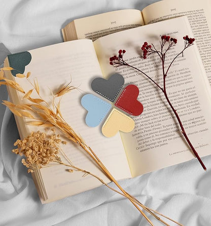 18 PCS Leather Bookmarks for Women with Heart Shape, Cute Corner Bookmark, Book Accessories for Reading Lovers, Book Markers for Women, Bookmarks for Book Lovers (18PCS Heart) Multicolor