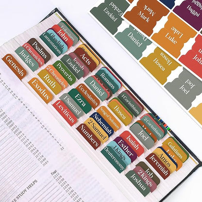 Bible Tabs for Women, Men, Kids, 90 Large Print Bible Index Tabs for Study Bible, Laminated Easy-to-Read Label, Christian Gift for Church, Boho