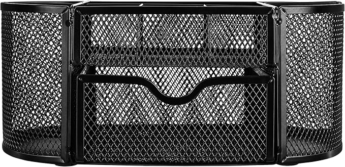 Amazon Basics Mesh Desk Office Organizer, Black, 9.25" x 4.53" x 3.94"
