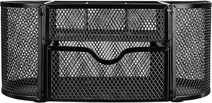 Amazon Basics Mesh Desk Office Organizer, Black, 9.25" x 4.53" x 3.94"
