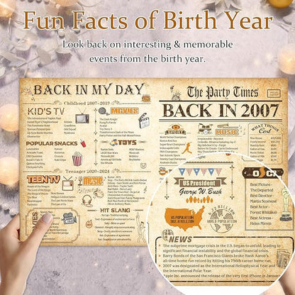 18th Birthday Card for Girls Boys, 3D Pop Up 18th Birthday Gifts Cards, Happy 18 Birthdays Decorations for 18 Year Old Son Daughter, Funny Back In 2007, Classy Vintage