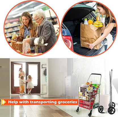 Wellmax WM99024S Grocery Utility Shopping Cart, Easily Collapsible and Portable to Save Space and Heavy Duty, Light Weight Trolley with Rolling Swivel Wheels