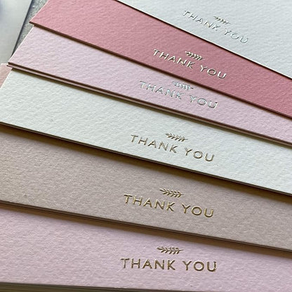 RUN2PRINT (36 Pack Thank You Cards With Envelopes & Foil Stickers - Elegant Dusty Pink Emboss Gold Foil Pressed - Blank Notes Wedding, Bridal, Baby Shower, Business and Formal All Occasion Cards