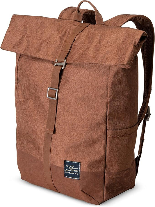 Skyway Luggage Rainier Rolltop Commuter Casual Daypack for Work or Hiking, Eco-Friendly, Made of 100% rPET Travel Laptop Bag for Women & Men, 20L, Moab Red