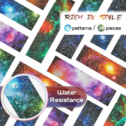 36 Pieces Anxiety Sensory Stickers Cute Fidget Textured Strips Toys Anti Stress Tactile Rough Sensory Calm Textured Strips Adhesives Anxiety Relief for Adults Teens Desk Classroom (Starry Sky Style)