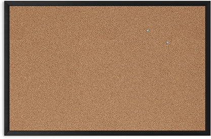 U Brands Cork Bulletin Board, 24'' x 36'', Black Wood Frame