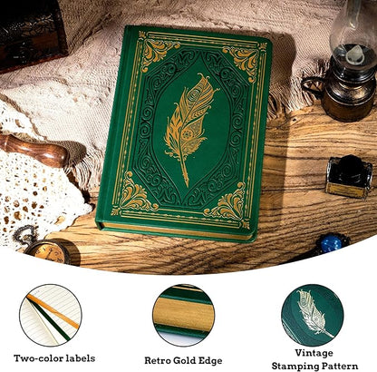 CAGIE 320 Pages Thick Hardcover Journaling Notebooks Vintage Leather Journal for Women Men A5 College Ruled Journals for Writing with Gift Box, 5.7 x 8.3 in, Dark Blue