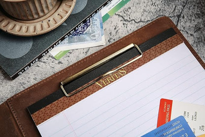 Personalized Leather Portfolio for Men, Engraved Leather Clipboard Portfolio Binder, Custom Leather Padfolio Leather Legal Portfolio, Christmas Gift for His/Her (Clipboard, Khaki-Standard)