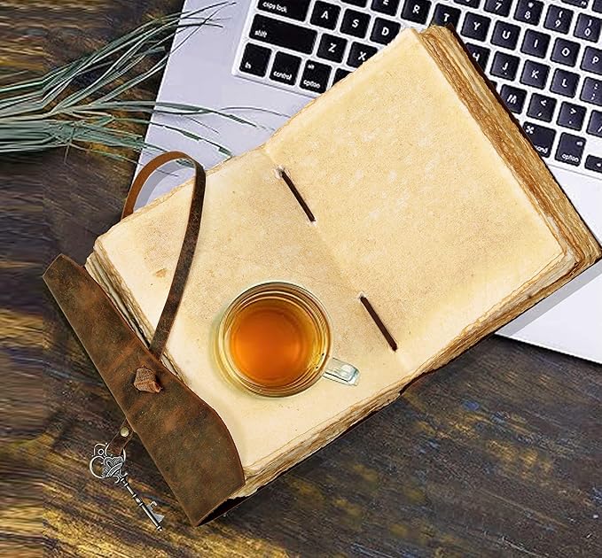 cuero C Compass Vintage Leather Journal - Antique Handmade Leather Bound journal with deckle edge paper Diary - Leather Sketchbook - Drawing Journal Notebook - Great Gift Men And Women (5X7 Inch)