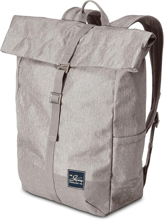 Skyway Luggage Rainier Rolltop Commuter Casual Daypack for Work or Hiking, Eco-Friendly, Made of 100% rPET Travel Laptop Bag for Women & Men, 20L, Zion Gray