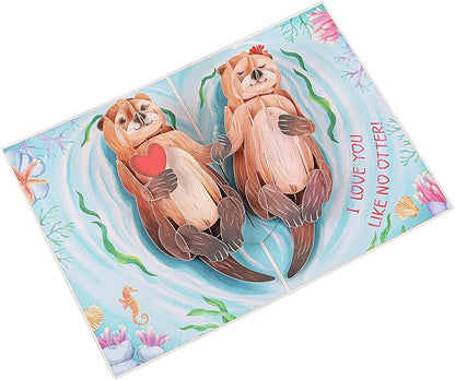 Liif Otter Half 3D Pop Up Anniversary Card For Wife, Husband, Couple, Funny Birthday Card - For Girlfriend, Boyfriend | With Message Note & Envelop | Size 7 x 5 Inch