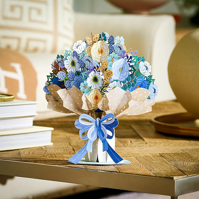 Paper Love HugePop 3D Magical Flower Bouquet Pop Up Card, with Detachable Paper Flower Bouquet, Gift for Birthday, All Occasion - Jumbo 10" x 14" Cards - Includes Envelope and Note Tag