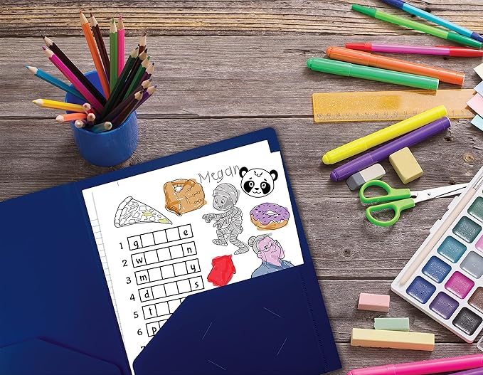 Better Office Products Heavyweight Plastic 2 Pocket Portfolio Folder, Letter Size Poly Folders 24 Pack (Blue)