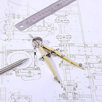 Mr. Pen Professional Geometry Compass - Gold with Extra Leads, Metal with Lock, Drawing & Drafting Compass