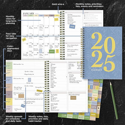 TF PUBLISHING 2025 Italian Sky Medium Weekly Monthly Planner - Habit & Task Trackers - Planner Monthly and Weekly with Organizer Stickers - 12 Month Calendar Planner - 6.5" x 8"