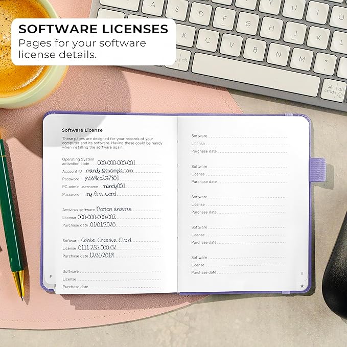 Clever Fox Password Book with Alphabetical tabs. Internet Address Organizer Logbook. Small Pocket Password Keeper for Website Logins (Lavender)