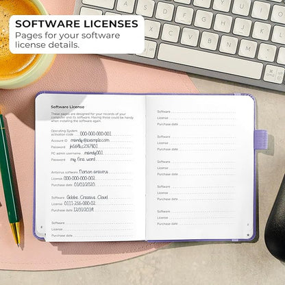 Clever Fox Password Book with Alphabetical tabs. Internet Address Organizer Logbook. Small Pocket Password Keeper for Website Logins (Lavender)