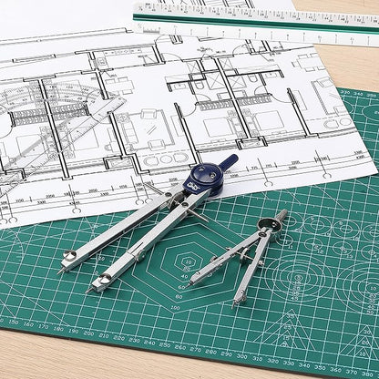 Mr. Pen- Professional Geometry Set Metal Compass, 7 pcs, Geometry Precision Tool Set with Shatterproof Storage Box, Drafting Tools & Drafting Kits, Circle Drawing Tools for Engineers Students