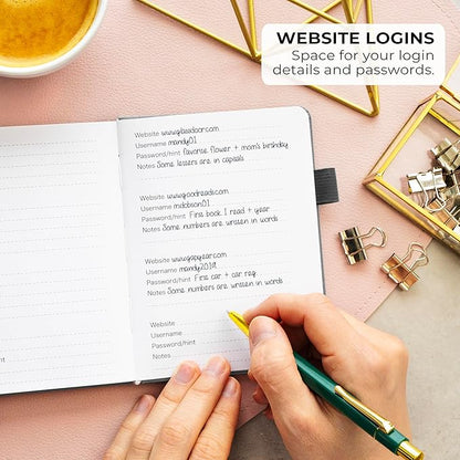 Clever Fox Address Book with alphabetic tabs - PU Leather Telephone and Address Book for Keeping Contacts Safe, Contact Organizer Journal, Small Size (4.0″ x 5.5″), Hardcover, Silver Black