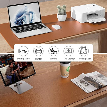 Aothia Leather Desk Pad Protector, Mouse Pad, Office Desk Mat, Non-Slip PU Leather Desk Blotter, Laptop Desk Pad, Waterproof Desk Writing Pad for Office and Home (Brown,31.5" x 15.7")