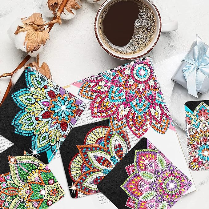 8 Pcs Diamond Art Bookmarks Kit for Adult, DIY Diamond Paint Corner Book Makers Set, Small Diamond Art Kits, Paint by Art Crafts Kit Gifts for Women