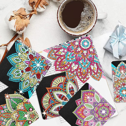 8 Pcs Diamond Art Bookmarks Kit for Adult, DIY Diamond Paint Corner Book Makers Set, Small Diamond Art Kits, Paint by Art Crafts Kit Gifts for Women