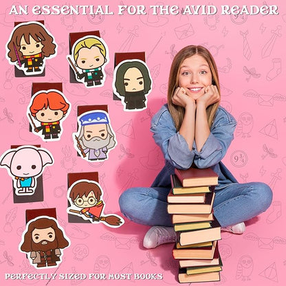 Harry Potter Magnetic Bookmarks Page Clip School University for Kids Teens Women Stocking Stuffers Gifts for Readers Xmas Gifts (Multi 8 Pack)