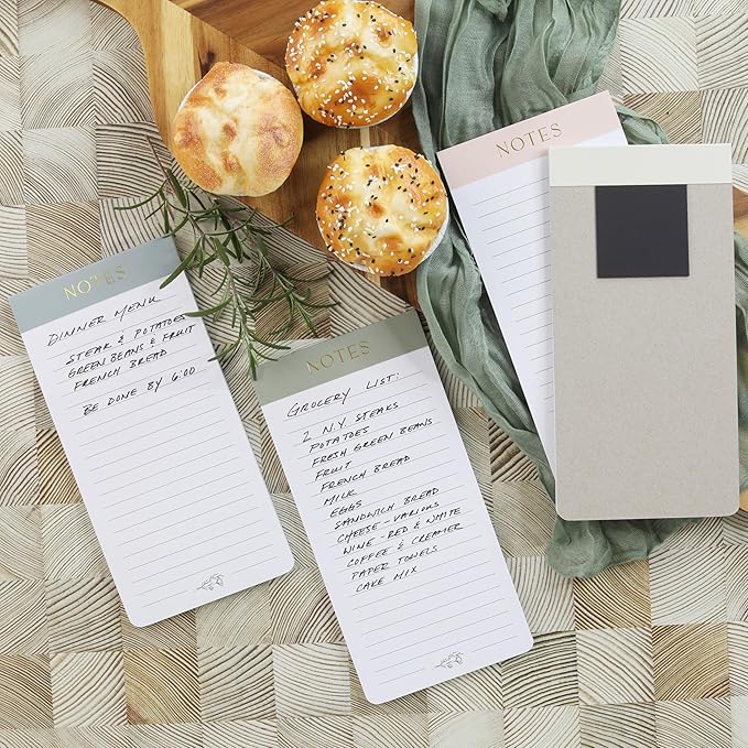 Beautiful Magnetic Notepads for Fridge - Set Of 4 Modern Note Pads With Lined Pages to Easily Write Notes & Make Grocery/Shopping Lists - The Perfect To Do Pad w/ Strong Magnets for Your Refrigerator
