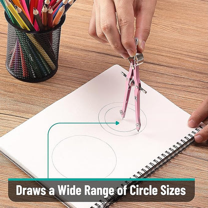 Mr. Pen- Professional Compass for Geometry, Pink, Extra Leads, Metal Compass, Compass, Compass Drawing Tool, Drawing Compass, Drafting Compass, Compass for Students, Compass for Woodworking