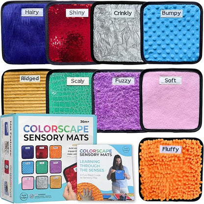 9 Labeled Sensory Mats w/Lesson Plans, Sensory Toys for Kids with Autism, Sensory Wall & Autism Toys for Toddlers 3-4, Calming Corner Items Kids 5-7, 8-12, Special Education Classroom Must Haves