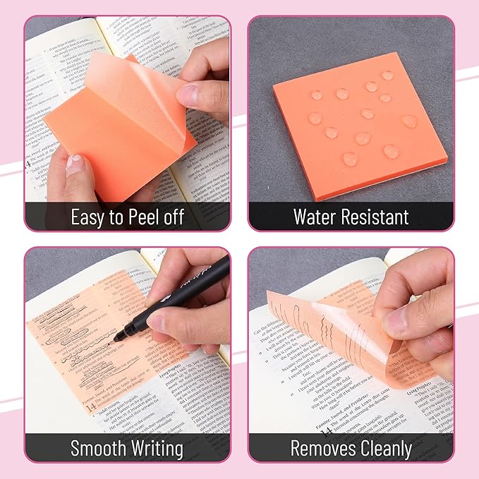 Mr. Pen- Plastic Sticky Notes, 3”x3”, 12 Pads, 600 Sheets, Vivid Palette Sticky Notes, Sticky Note, Self-Stick Note Pads, Sticky Pads Sticky Notes Aesthetic, Colorful Sticky Notes Bulk Sticky Notes