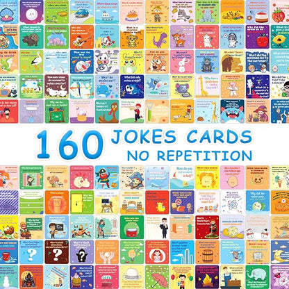 160 Joke Cards for Kids Lunch Box Jokes for Kids, Inspirational Lunch Notes for Boys Girls Students Lunch Notes Jokes Cards with 80 Reward Stickers for Teacher