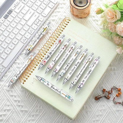 Tinlade 10 Pcs Christian Pens for Women Religious Ink Pens Easter Gifts Inspirational Quotes Bible Verse Ballpoint Funny Office Supplies for Women Men Coworker(Cross)