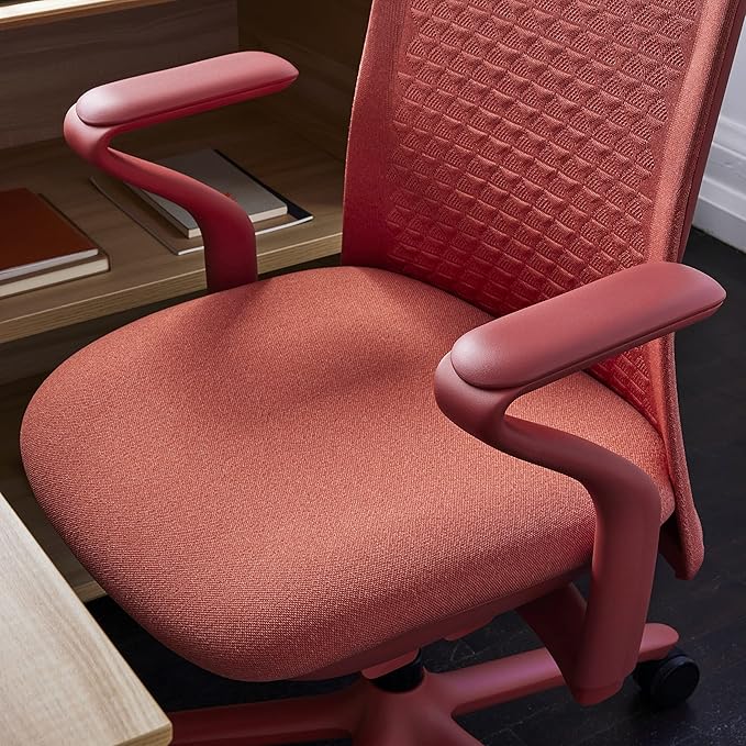 Branch Verve Chair - High Performance Executive Office Chair with Contoured Seat Back and Adjustable Lumbar Rest - High Density Foam Cushion with Aluminum Base - Up to 275 lbs - Coral